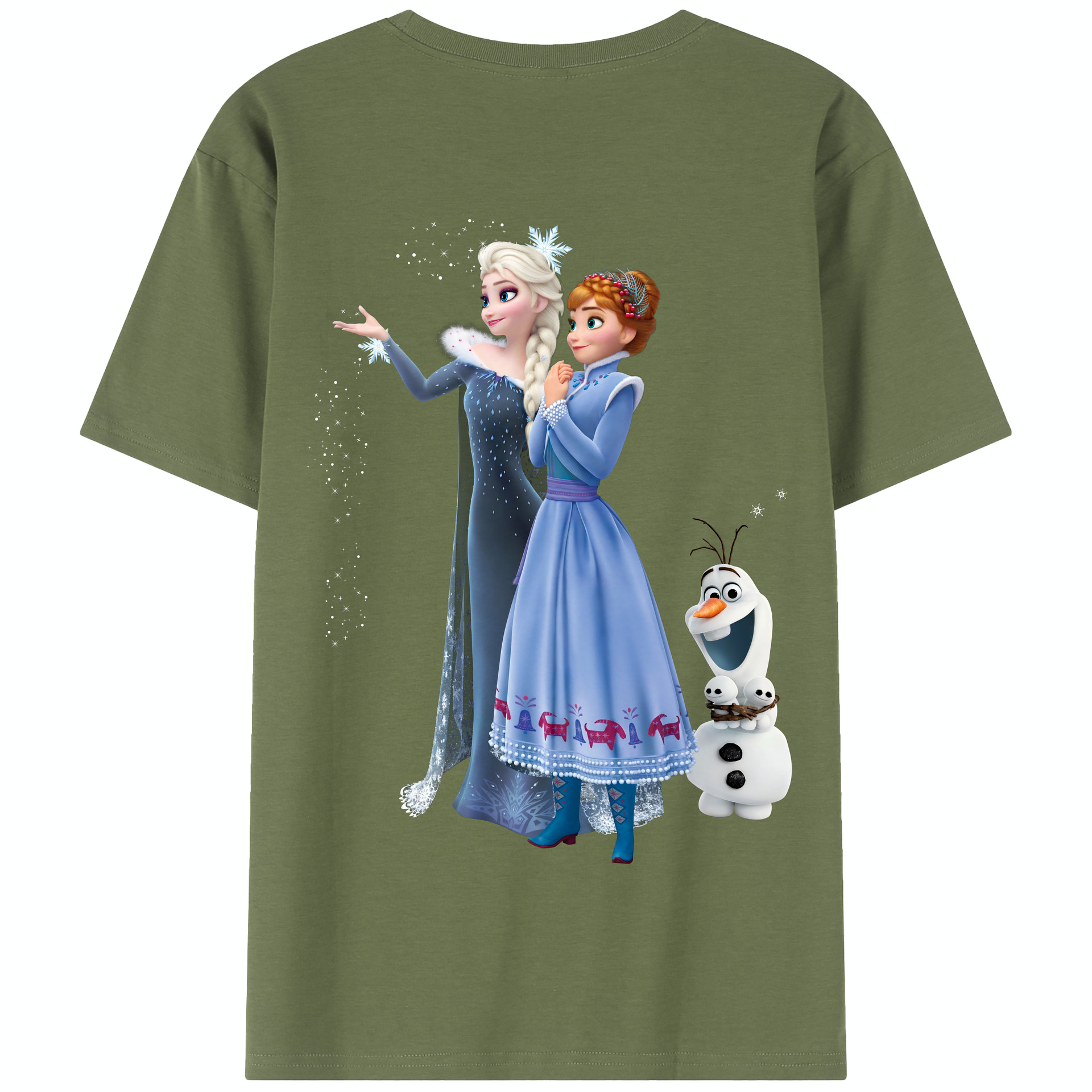 （画像用） アナと雪の女王 アンナ エルサ Frozen Anna Elsa 綿100％半袖Tシャツ（背面プリント）